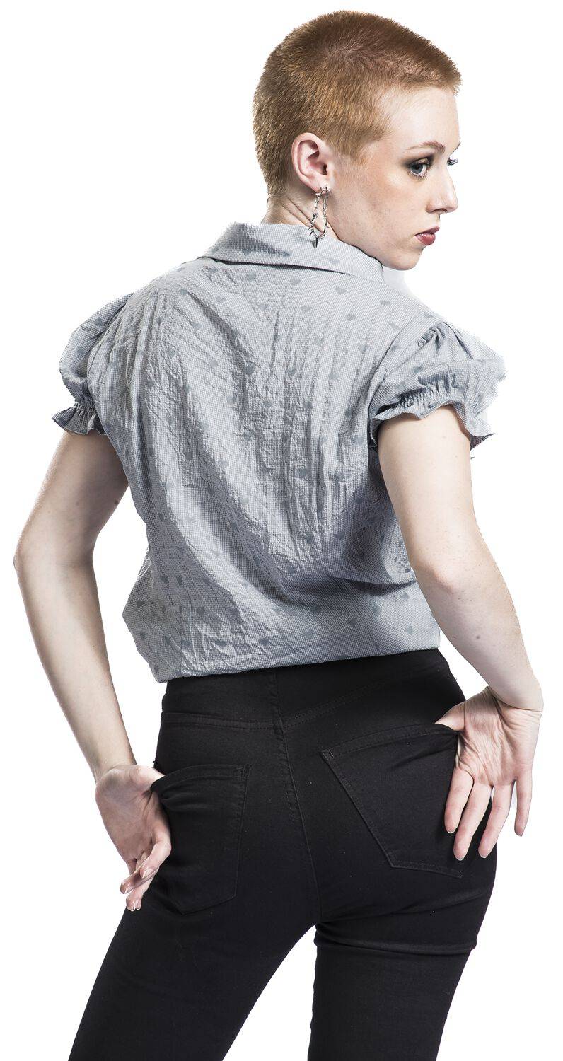 EMP "Heart On Her Sleeve Blouse" Bluse Blau Von Banned Retro