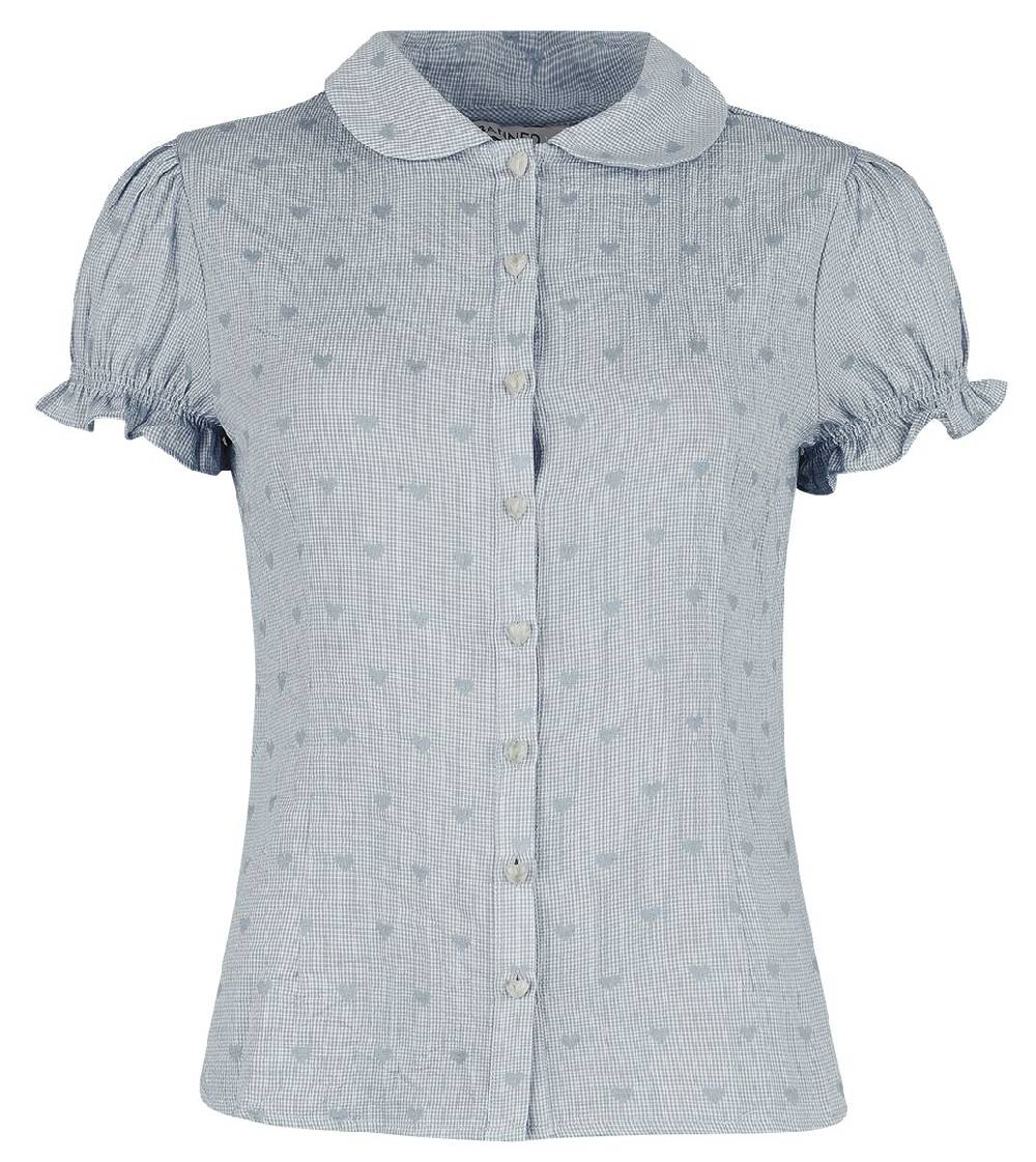 EMP "Heart On Her Sleeve Blouse" Bluse blau von Banned Retro