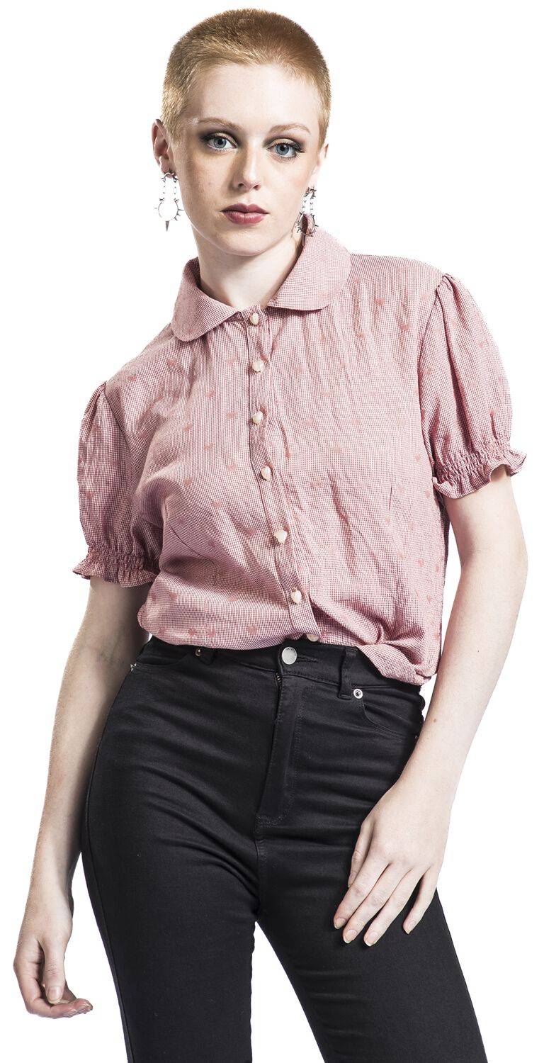 EMP "Heart On Her Sleeve Blouse" Bluse Pink Von Banned Retro