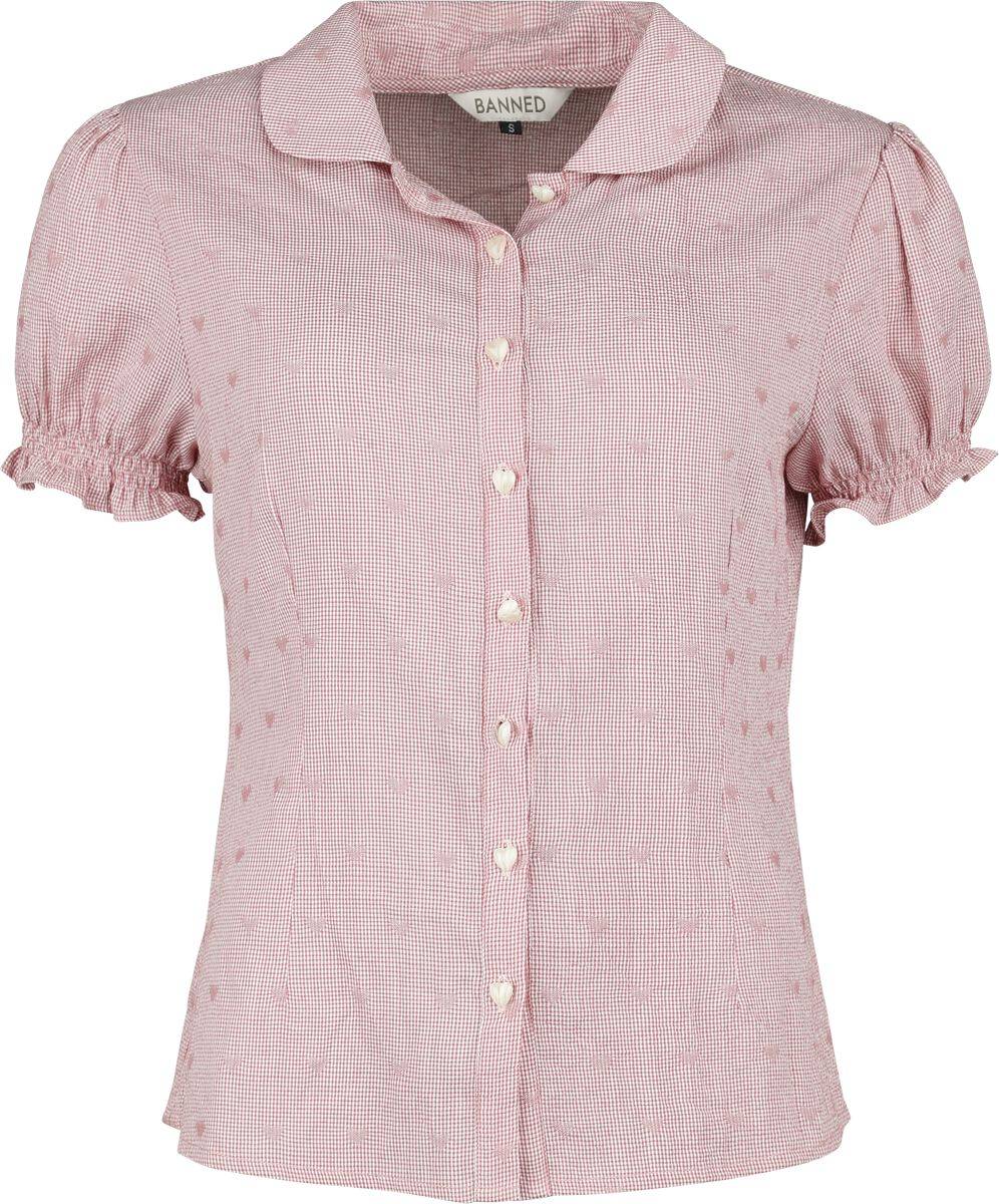 EMP "Heart On Her Sleeve Blouse" Bluse pink von Banned Retro