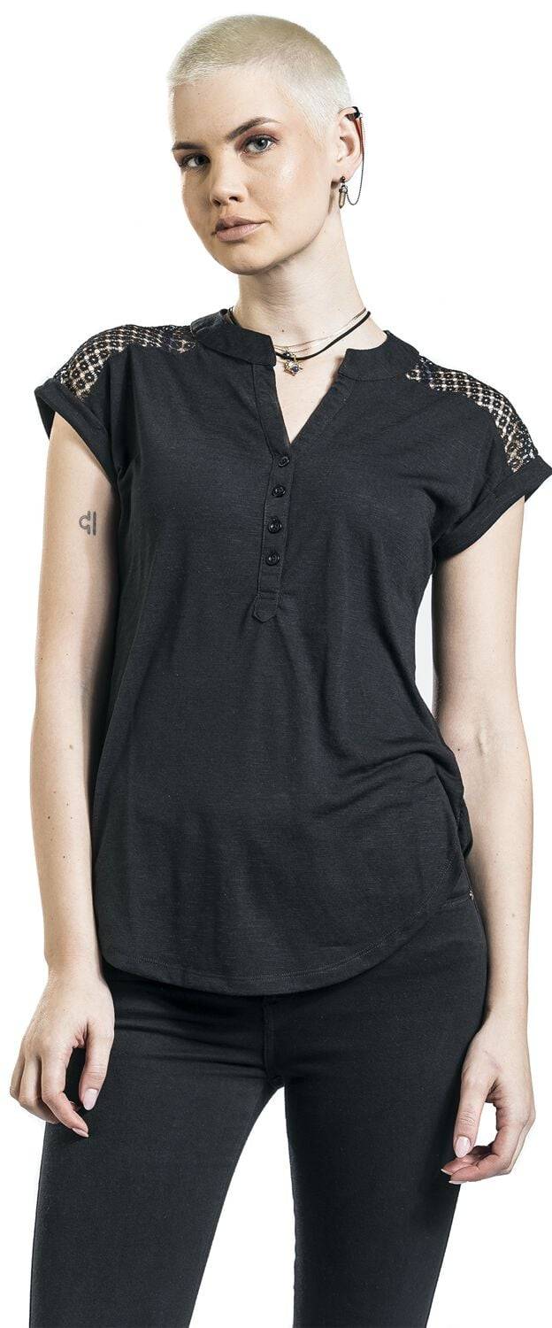 EMP "Heeze - Back Lace Wide Slub Jersey Tee" T-Shirt Schwarz Von Rotterdamned