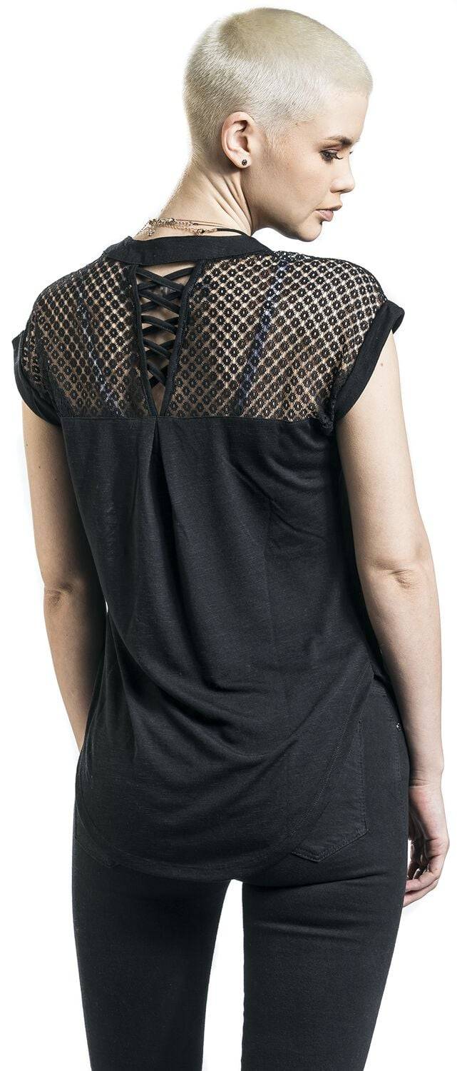 EMP "Heeze - Back Lace Wide Slub Jersey Tee" T-Shirt Schwarz Von Rotterdamned