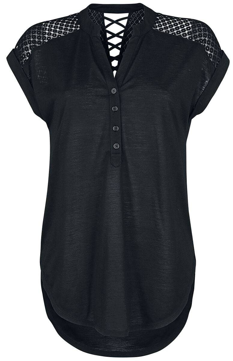 EMP "Heeze - Back Lace Wide Slub Jersey Tee" T-Shirt schwarz von Rotterdamned