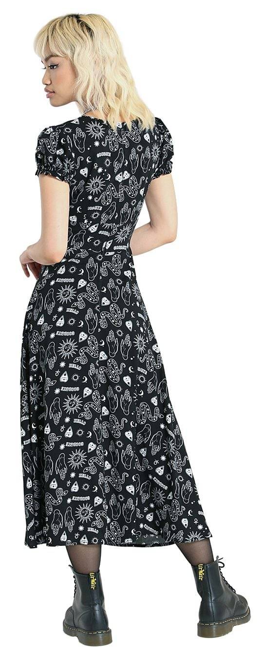 EMP "Hello Goodbye Dress" Langes Kleid Schwarz/weiß Von Hell Bunny