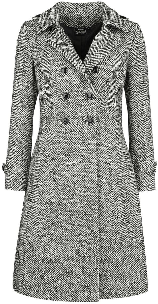 EMP "Herringbone Double Breasted Coat" Mantel Schwarz/weiß Von Voodoo Vixen