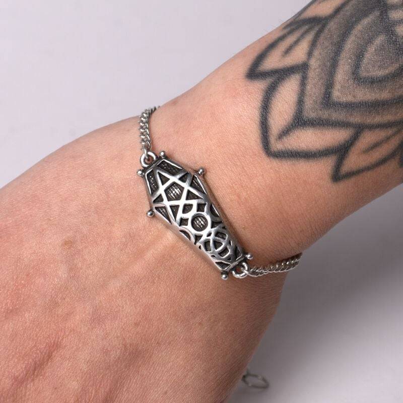 EMP "Hex Coffin" Armkette Silberfarben Von Alchemy Gothic
