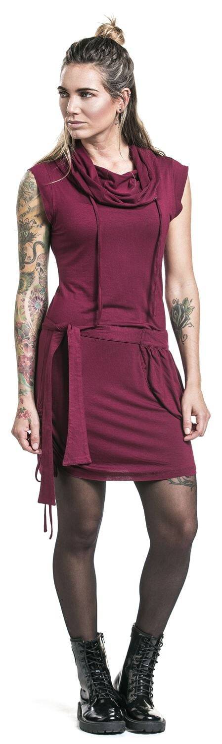 EMP "High Neck Dress" Kurzes Kleid Bordeaux Von RED By EMP