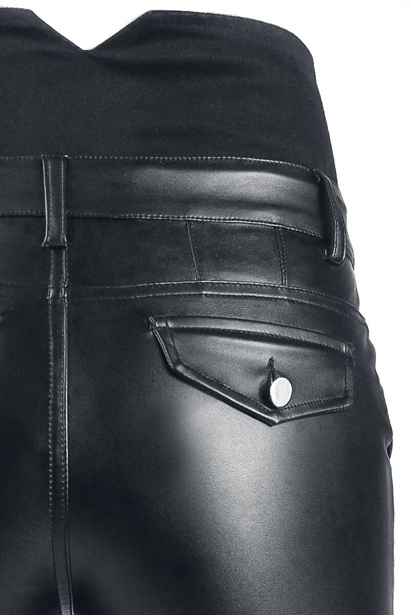 EMP "High Waist Leather Immitation Trousers" Kunstlederhose Schwarz Von Forplay