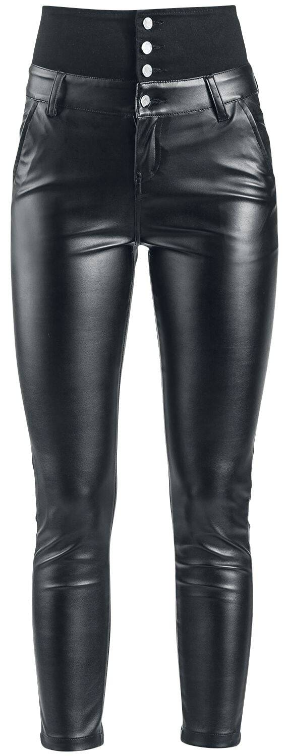 EMP "High Waist Leather Immitation Trousers" Kunstlederhose Schwarz Von Forplay