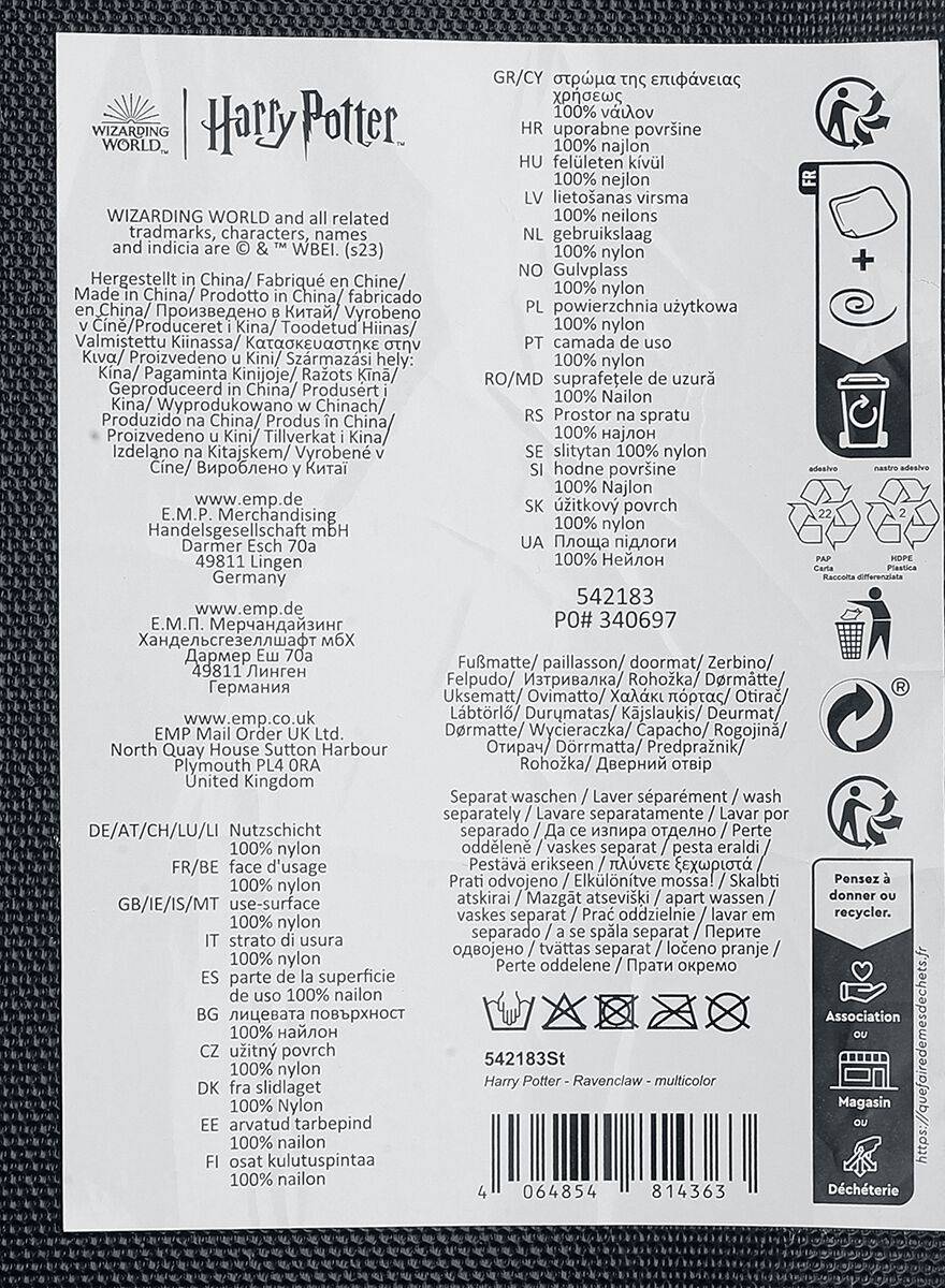 EMP "Hufflepuff" Fußmatte Multicolor Von Harry Potter