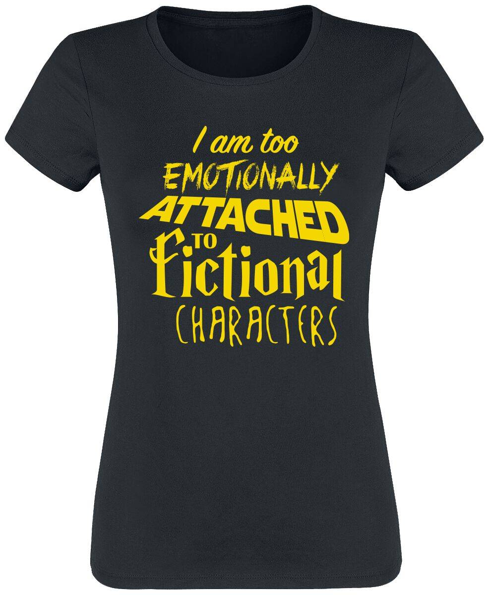 EMP "I Am Too Emotionally Attached To Fictional Characters" T-Shirt schwarz von Sprüche