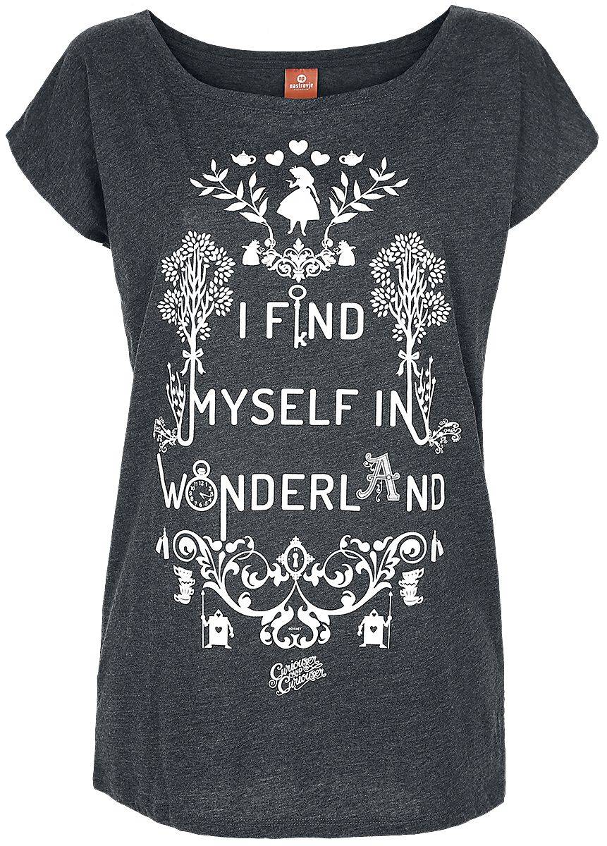 EMP "I Find Myself In Wonderland" T-Shirt Grau Meliert Von Alice Im Wunderland