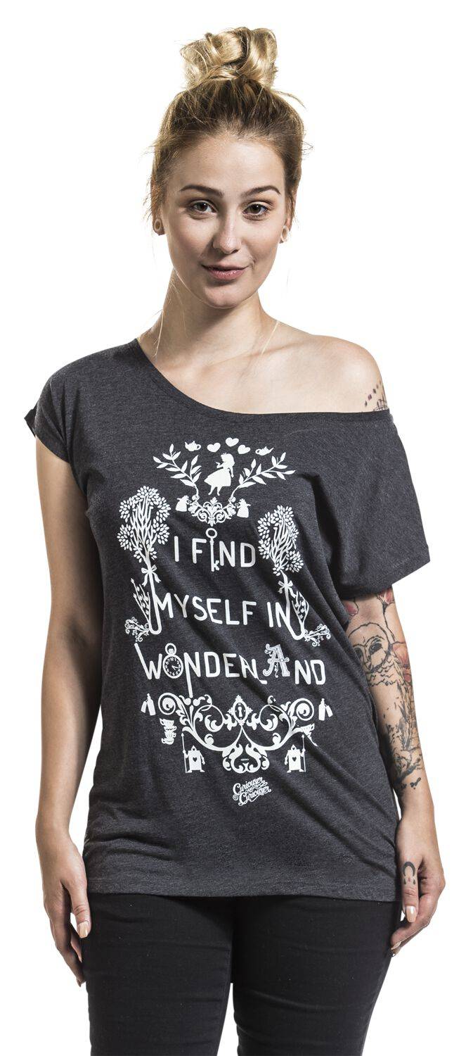EMP "I Find Myself In Wonderland" T-Shirt Grau Meliert Von Alice Im Wunderland