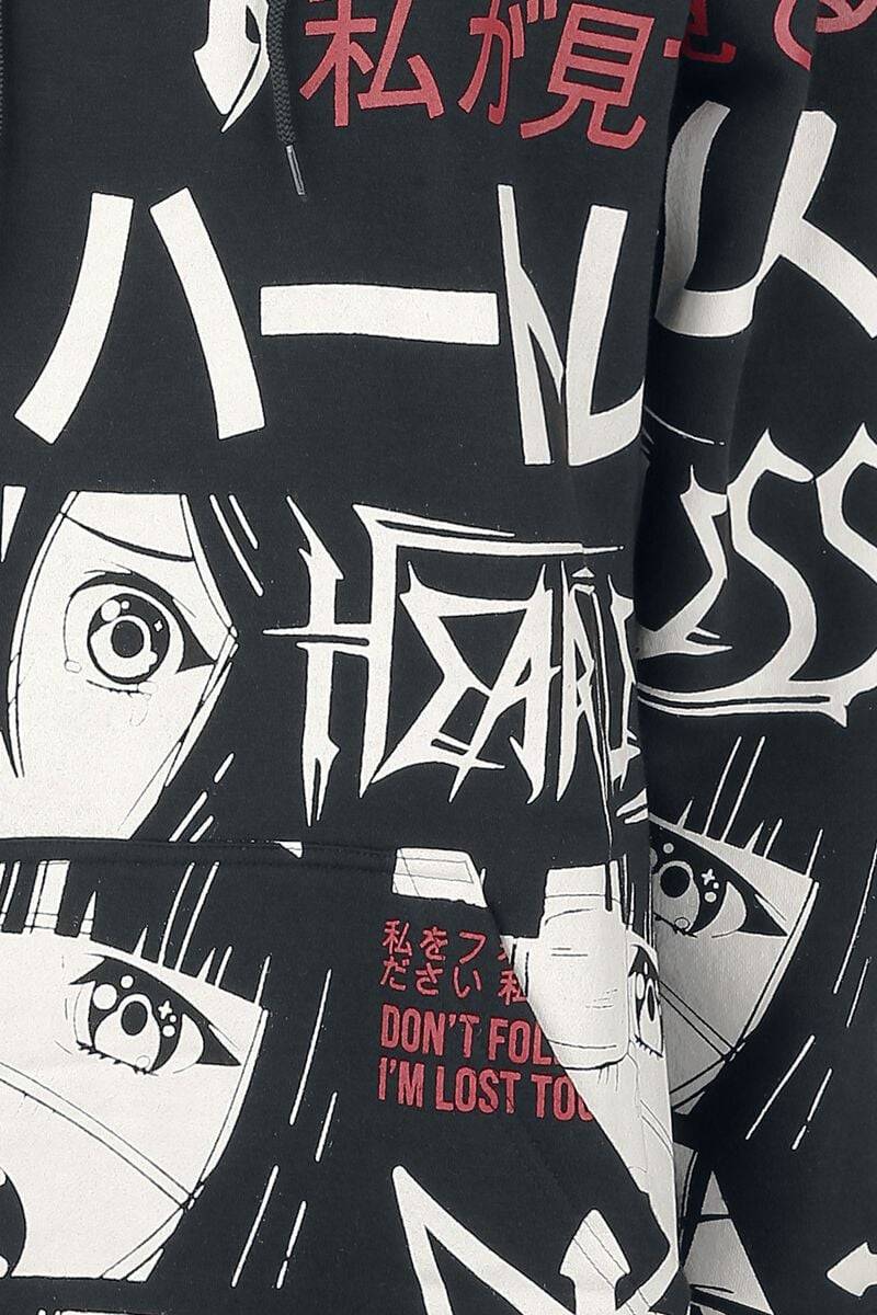 EMP "I'm Lost Hood" Kapuzenpullover Schwarz/weiß/rot Von Heartless