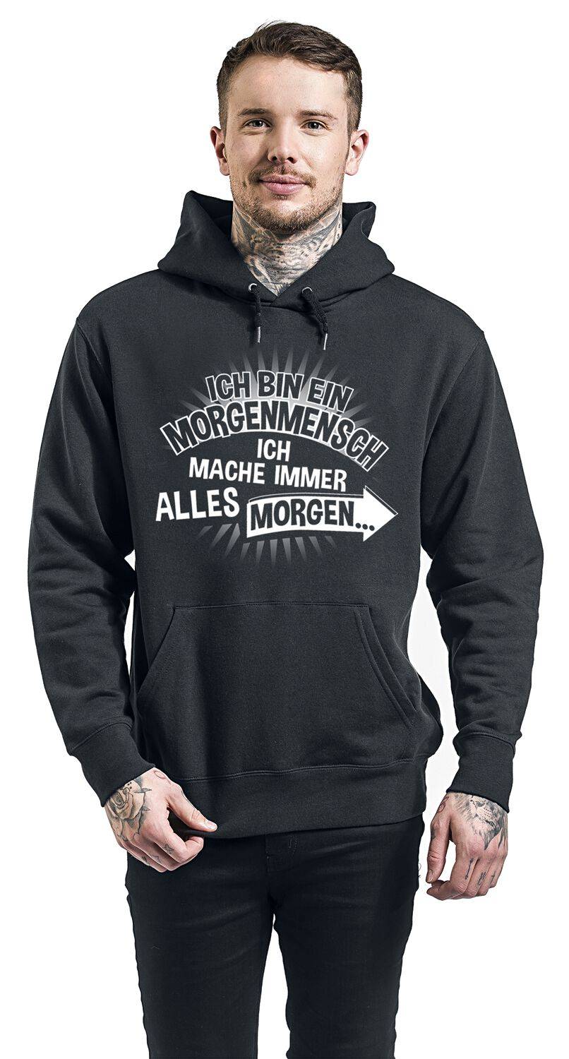 EMP "Ich Bin Ein Morgenmensch" Kapuzenpullover Schwarz Von Sprüche