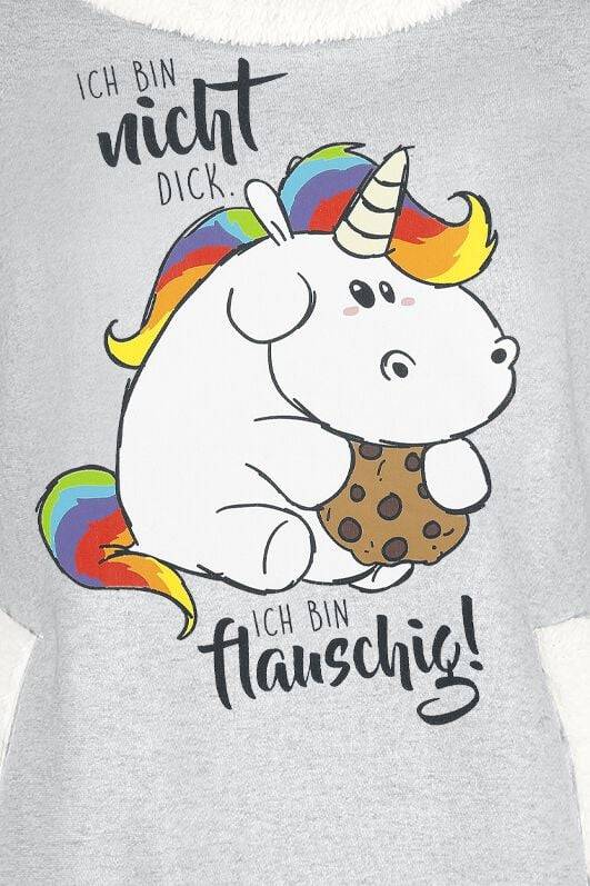EMP "Ich Bin Nicht Dick. Ich Bin Flauschig!" Sweatshirt Grau Meliert Von Pummeleinhorn