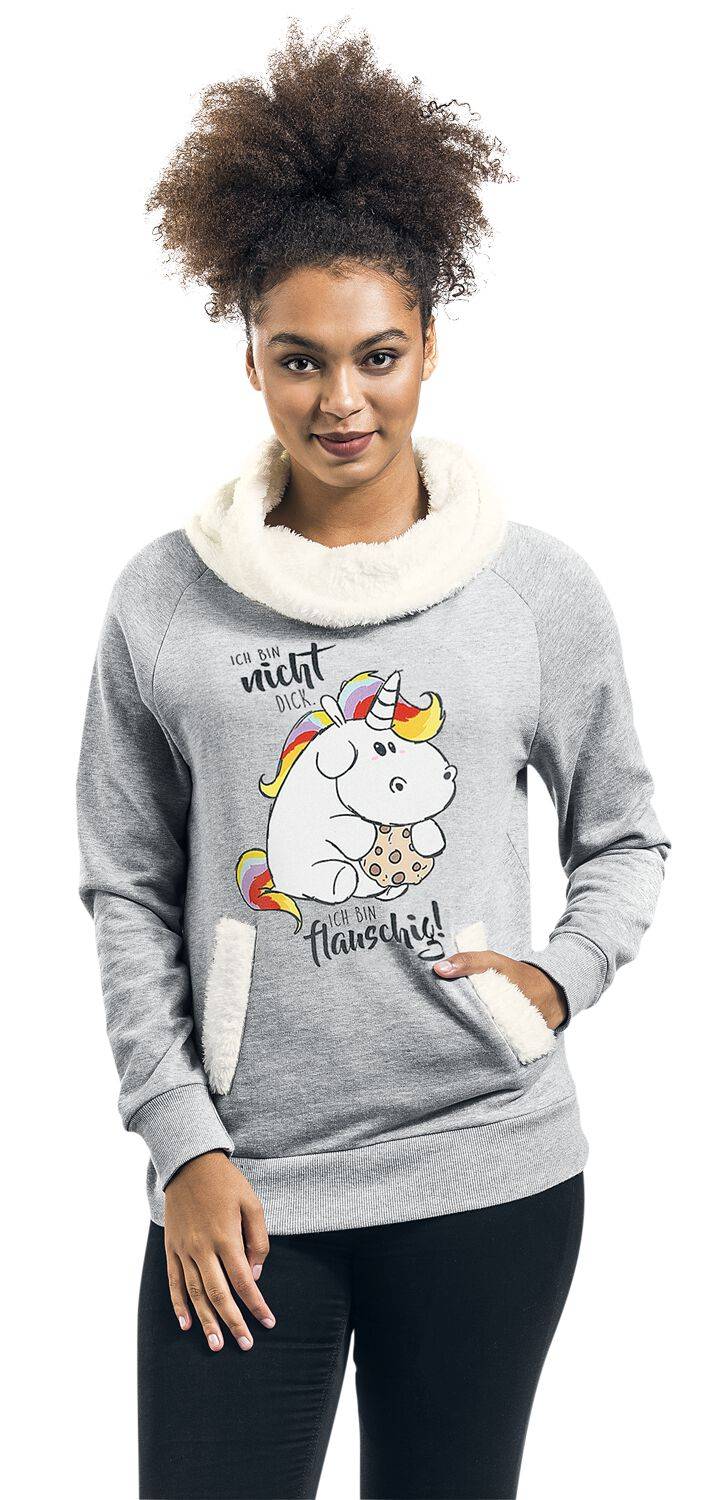 EMP "Ich Bin Nicht Dick. Ich Bin Flauschig!" Sweatshirt Grau Meliert Von Pummeleinhorn