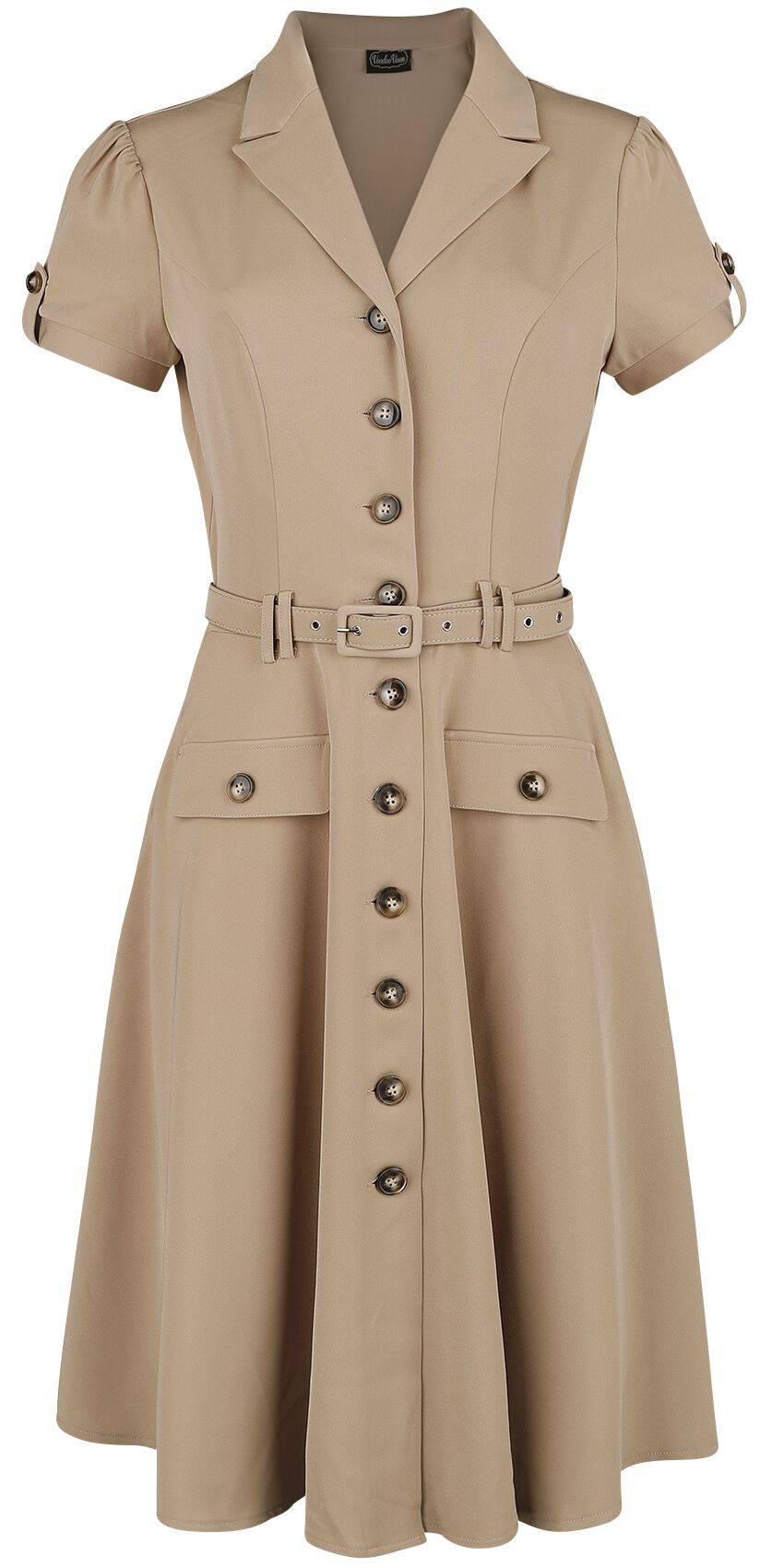 EMP "Ida Safari Flare Dress" Mittellanges Kleid braun von Voodoo Vixen