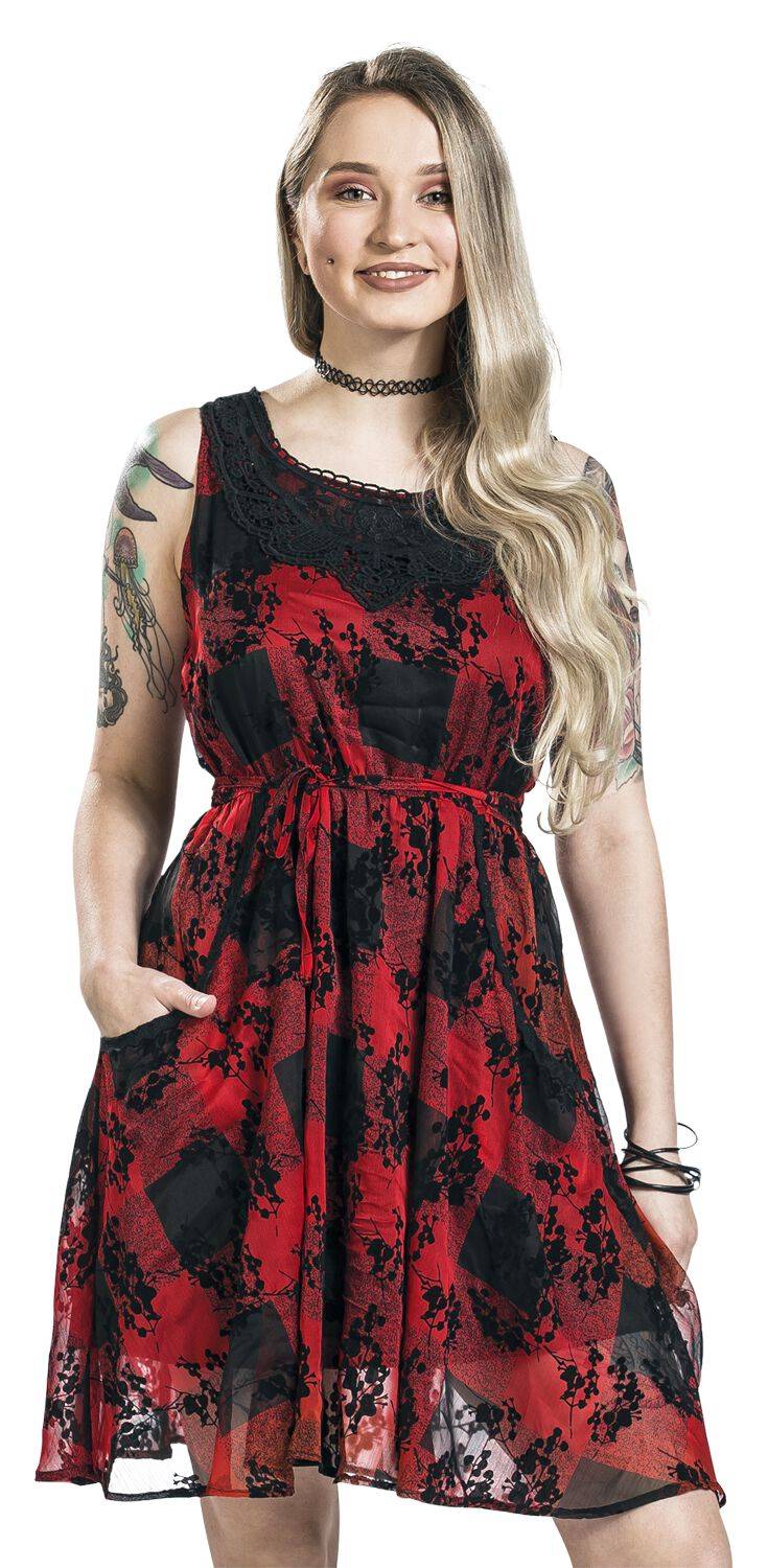 EMP "Ilsa Dress" Mittellanges Kleid schwarz/rot von Innocent