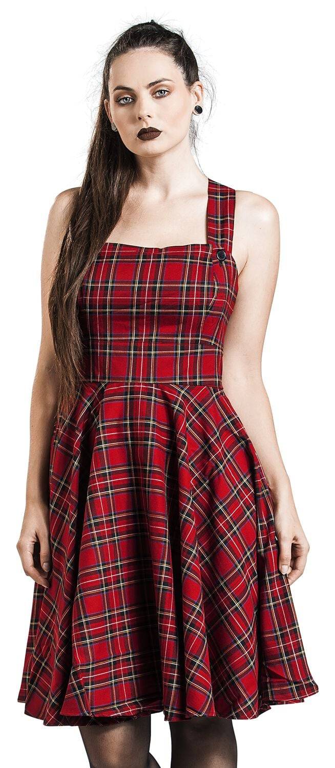 EMP "Irvine Pinafore Dress" Mittellanges Kleid rot von Hell Bunny