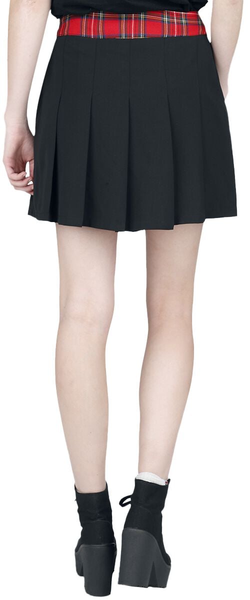 EMP "Isadora Skirt" Kurzer Rock Schwarz/rot Von Banned Alternative