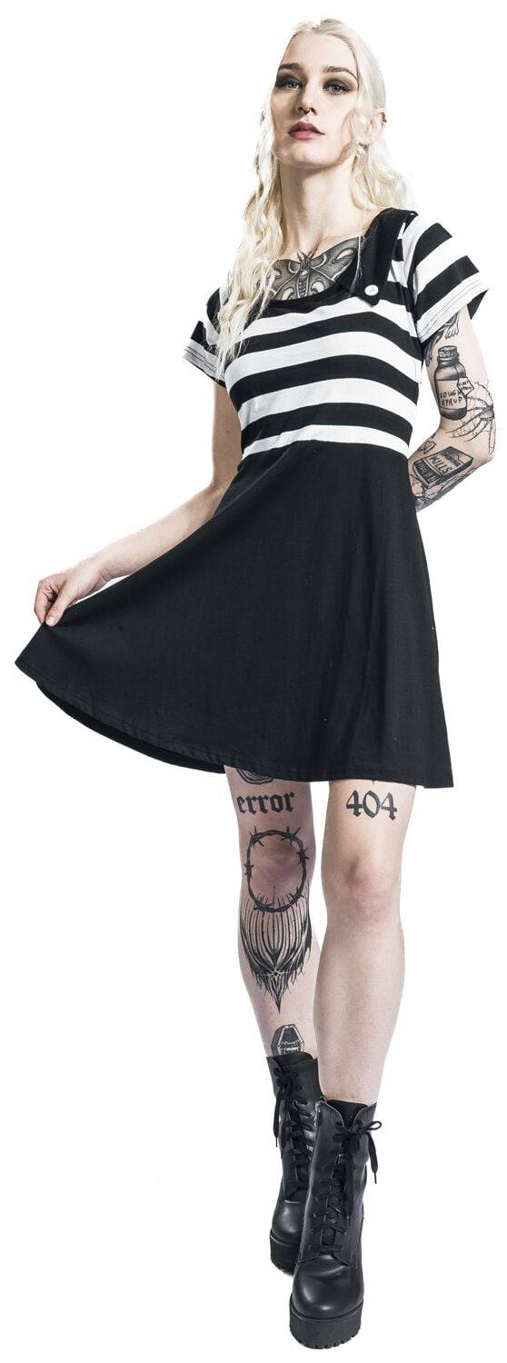EMP "Isolde Dress" Kurzes Kleid Schwarz/weiß Von Rockabella