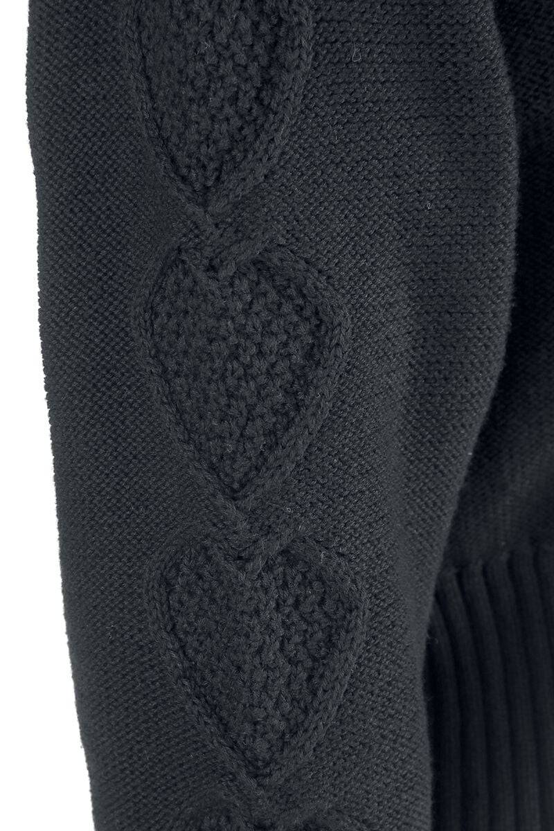 EMP "Jazmine 1940s Black Heart Knit Cardigan" Cardigan Schwarz Von Voodoo Vixen