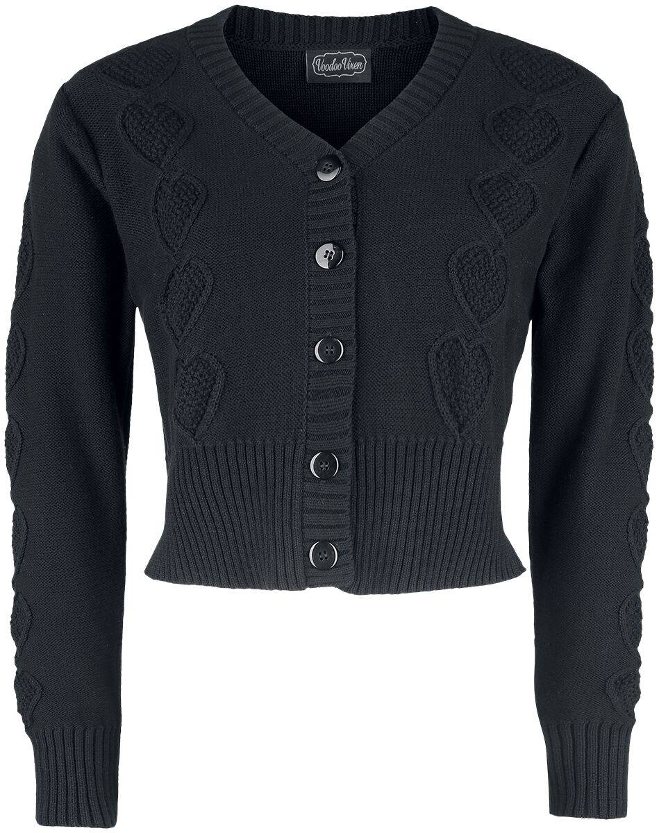 EMP "Jazmine 1940s Black Heart Knit Cardigan" Cardigan schwarz von Voodoo Vixen