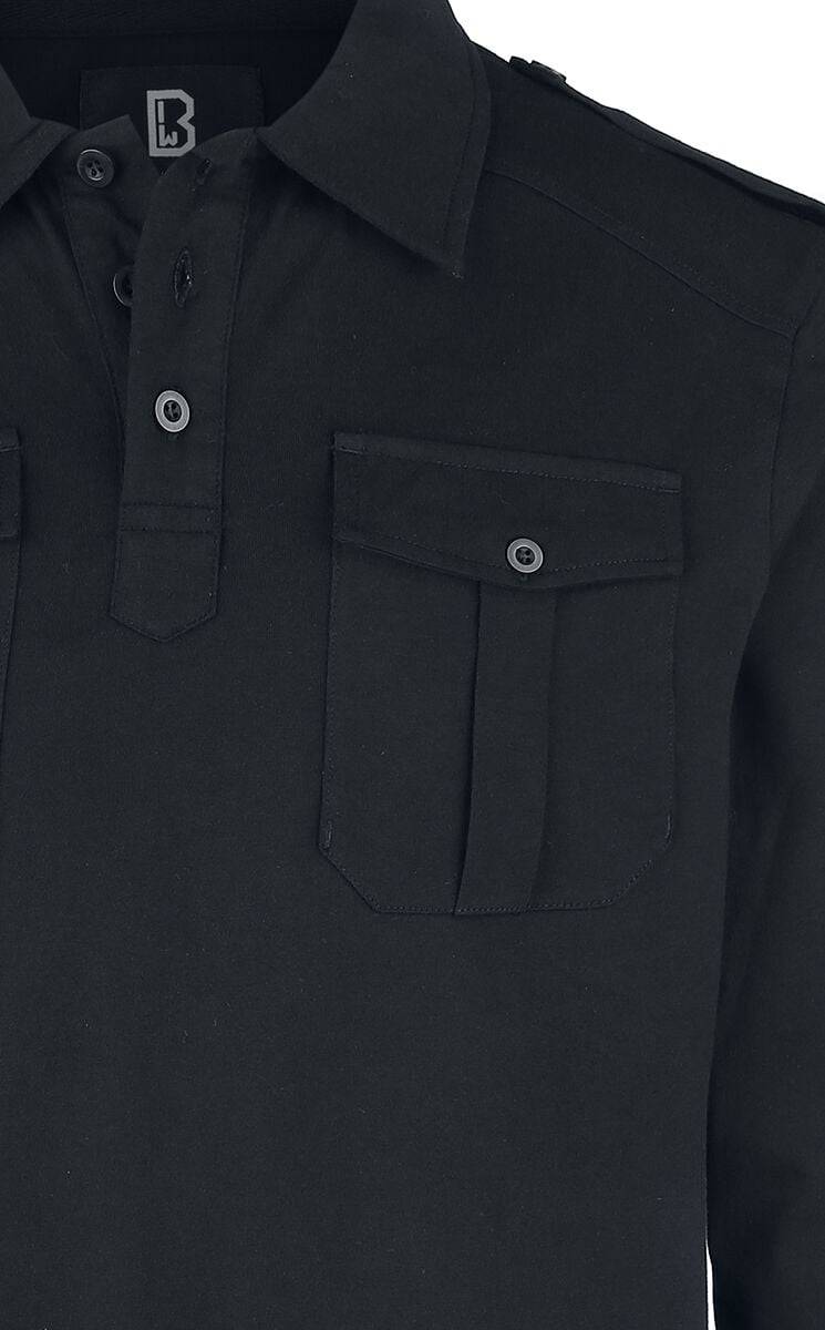 EMP "Jersey Poloshirt Willis Longsleeve" Langarmshirt Schwarz Von Brandit