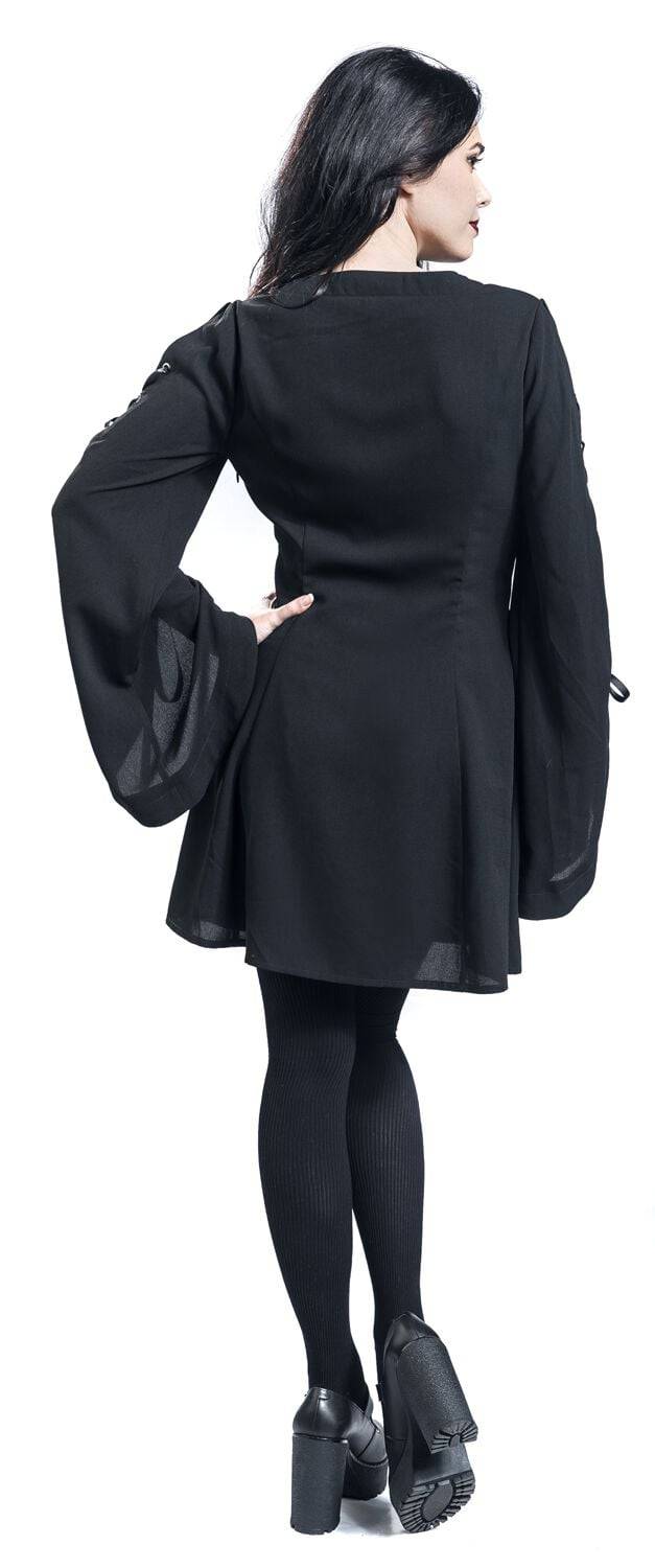 EMP "Jezebel Tie Dress" Kurzes Kleid Schwarz Von Banned Alternative