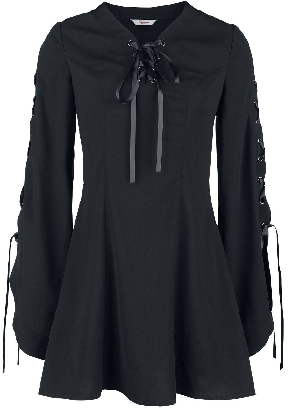 EMP "Jezebel Tie Dress" Kurzes Kleid schwarz von Banned Alternative