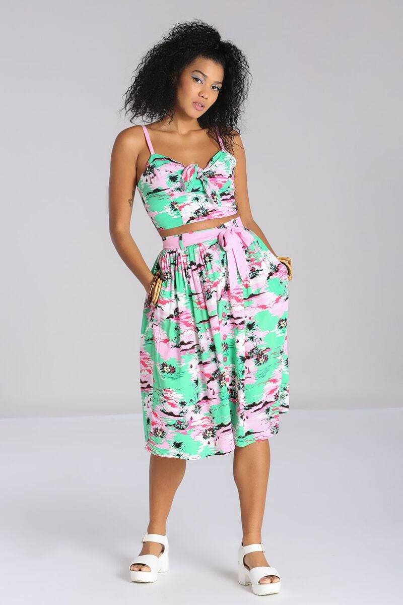 EMP "Kai Skirt" Mittellanger Rock Multicolor Von Hell Bunny