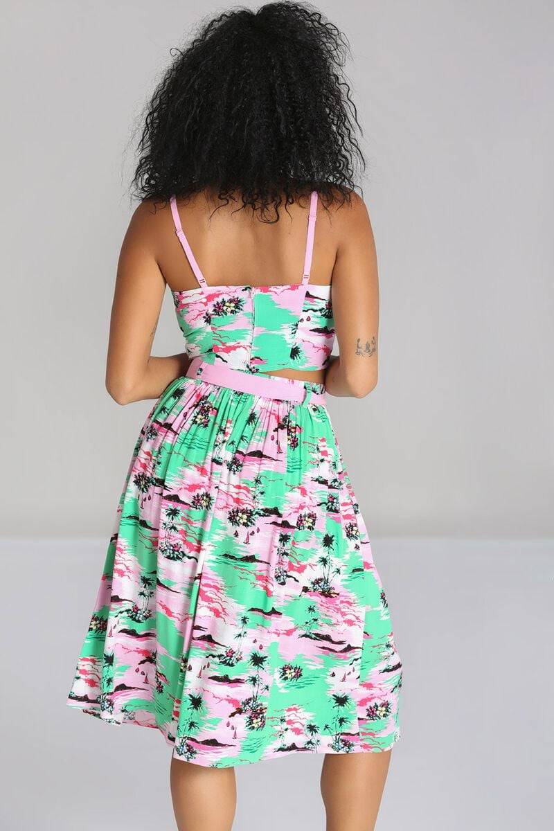 EMP "Kai Skirt" Mittellanger Rock Multicolor Von Hell Bunny