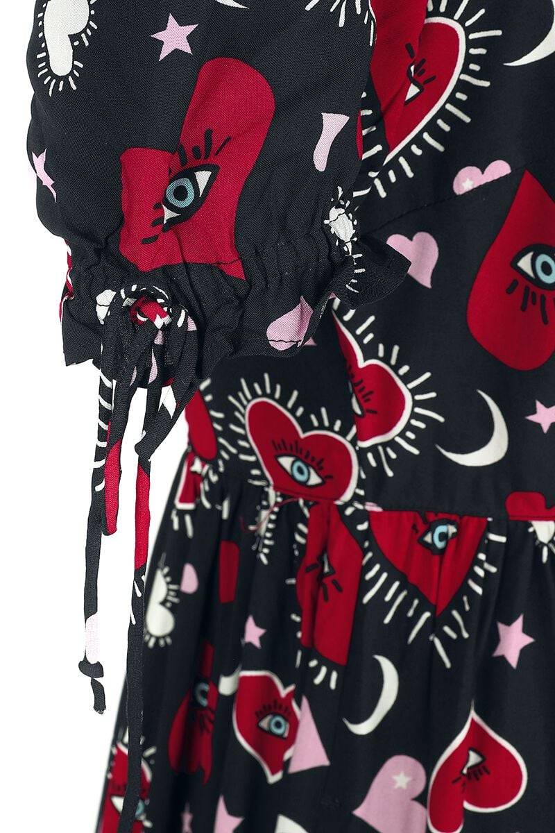 EMP "Kate Heart Dress" Langes Kleid Schwarz/rot Von Hell Bunny