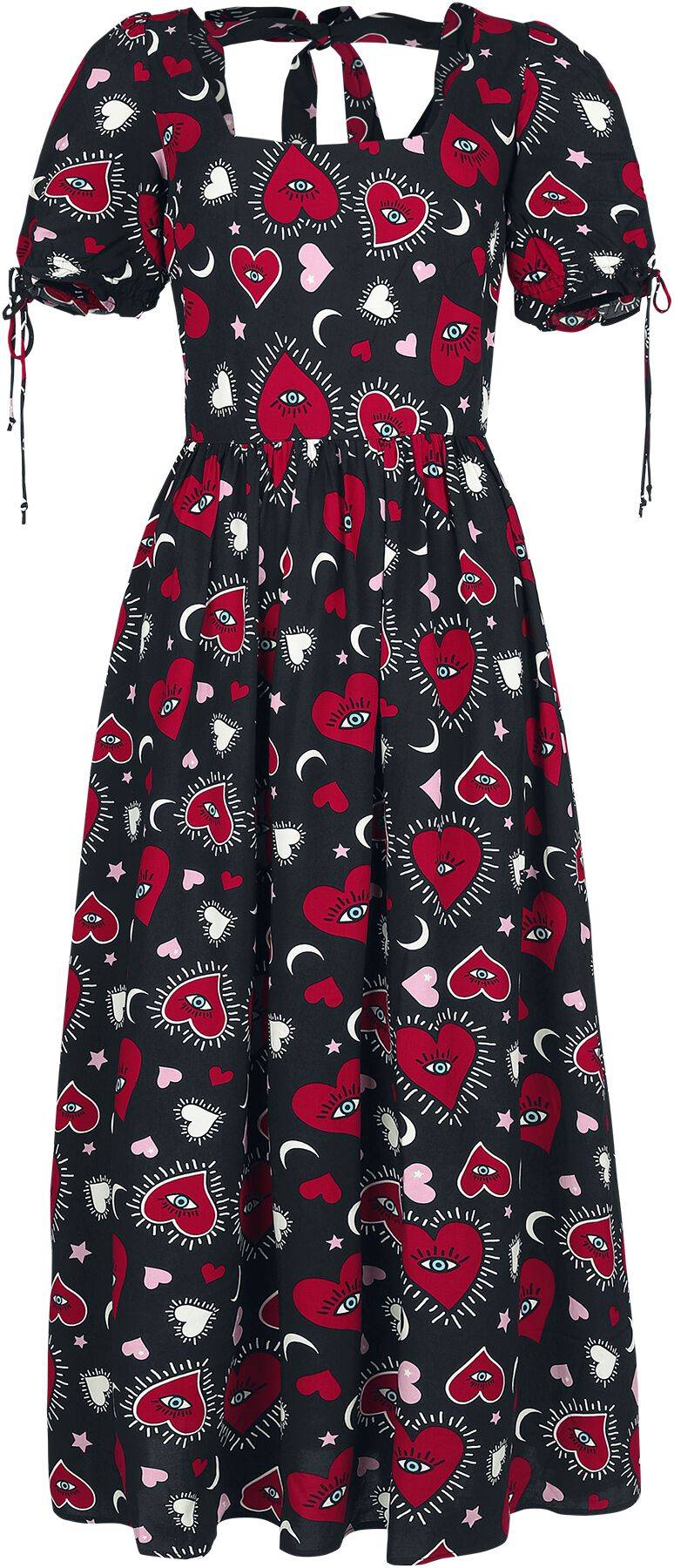EMP "Kate Heart Dress" Langes Kleid schwarz/rot von Hell Bunny
