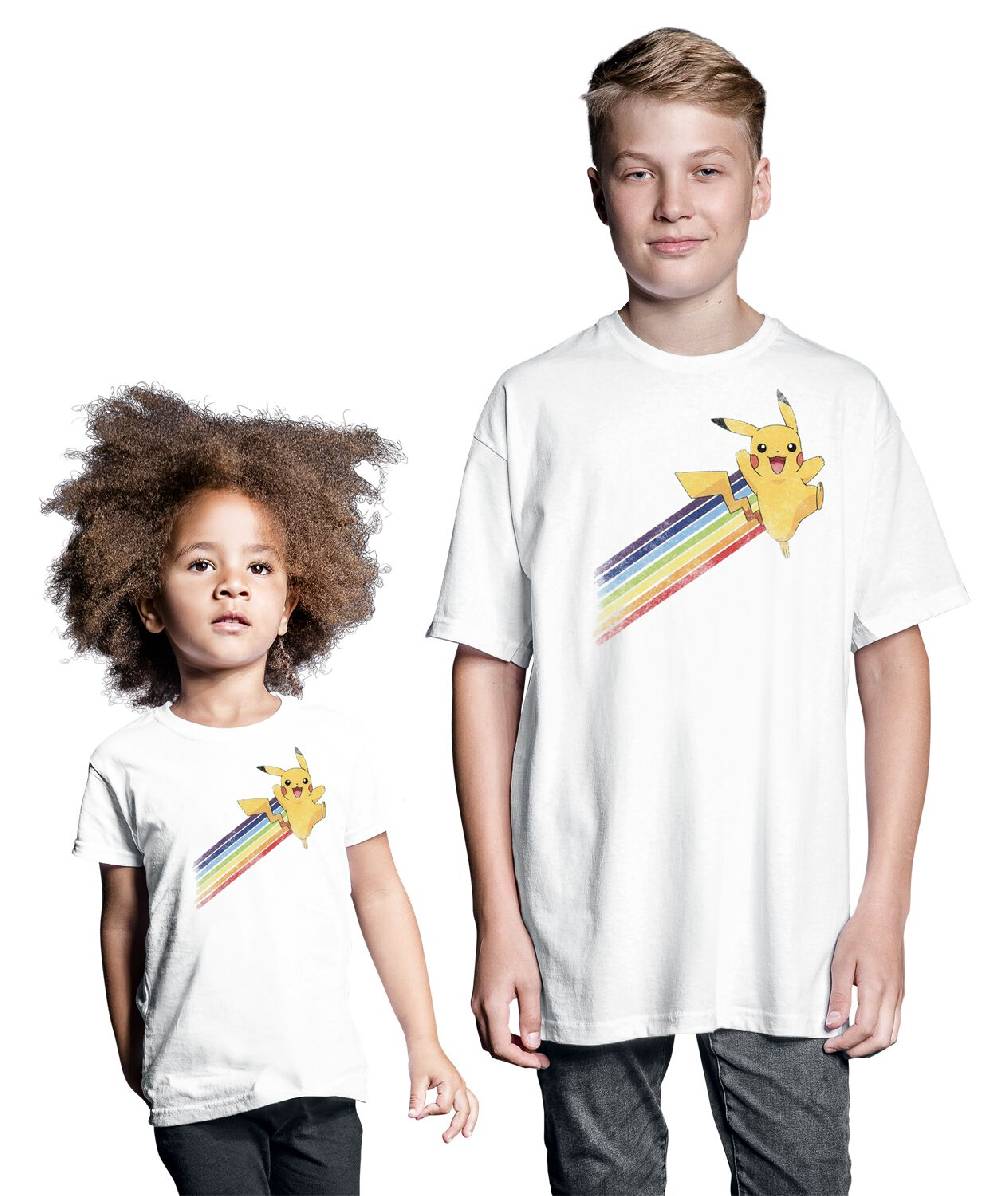 EMP "Kids - Pikachu - Regenbogen" T-Shirt Weiß Von Pokémon