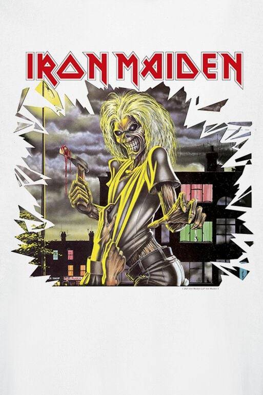 EMP "Killers Shatter" Langarmshirt Weiß/schwarz Von Iron Maiden