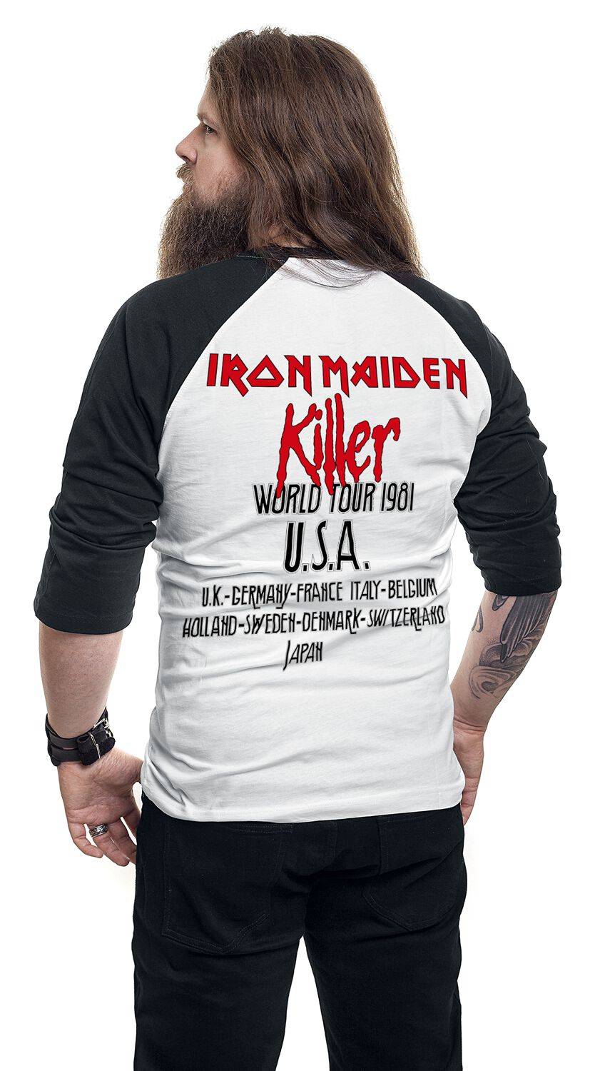EMP "Killers Shatter" Langarmshirt Weiß/schwarz Von Iron Maiden