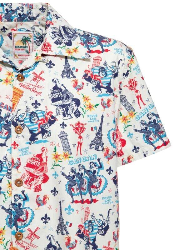 EMP "King Kong In Paris Tropical Hawaiian Style Shirt" Kurzarmhemd Weißgrau Von King Kerosin