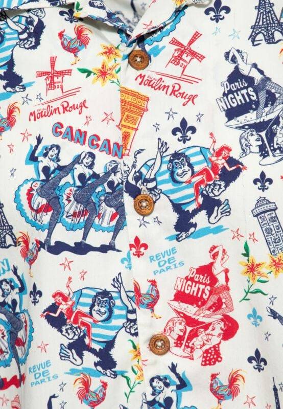 EMP "King Kong In Paris Tropical Hawaiian Style Shirt" Kurzarmhemd Weißgrau Von King Kerosin