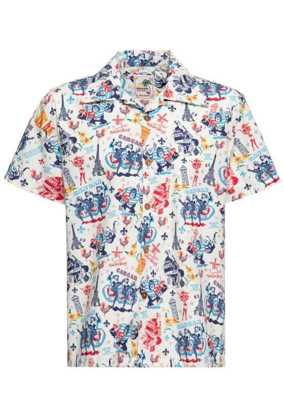 EMP "King Kong In Paris Tropical Hawaiian Style Shirt" Kurzarmhemd weißgrau von King Kerosin