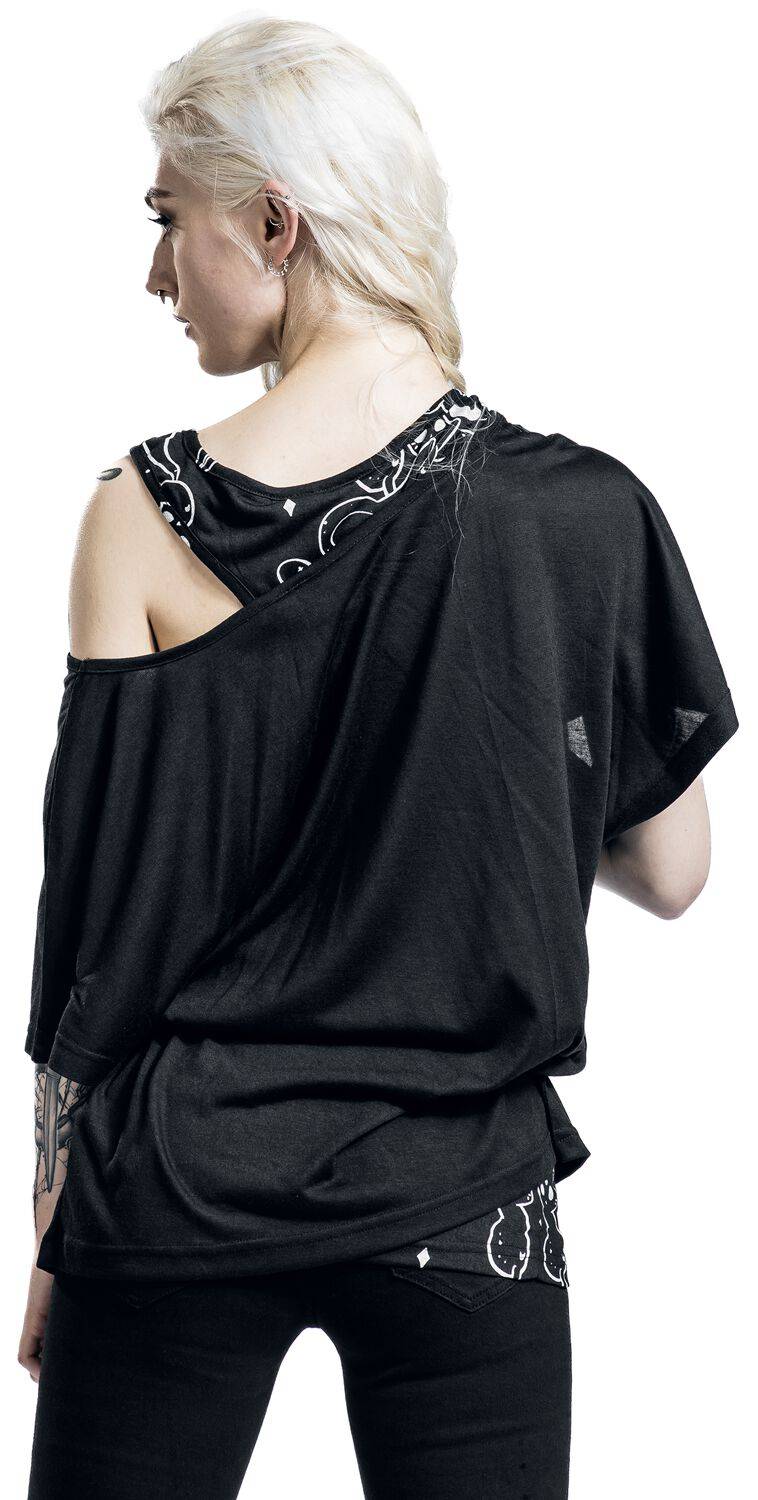 EMP "Kitty Spellbook Top" T-Shirt Schwarz/weiß Von Heartless