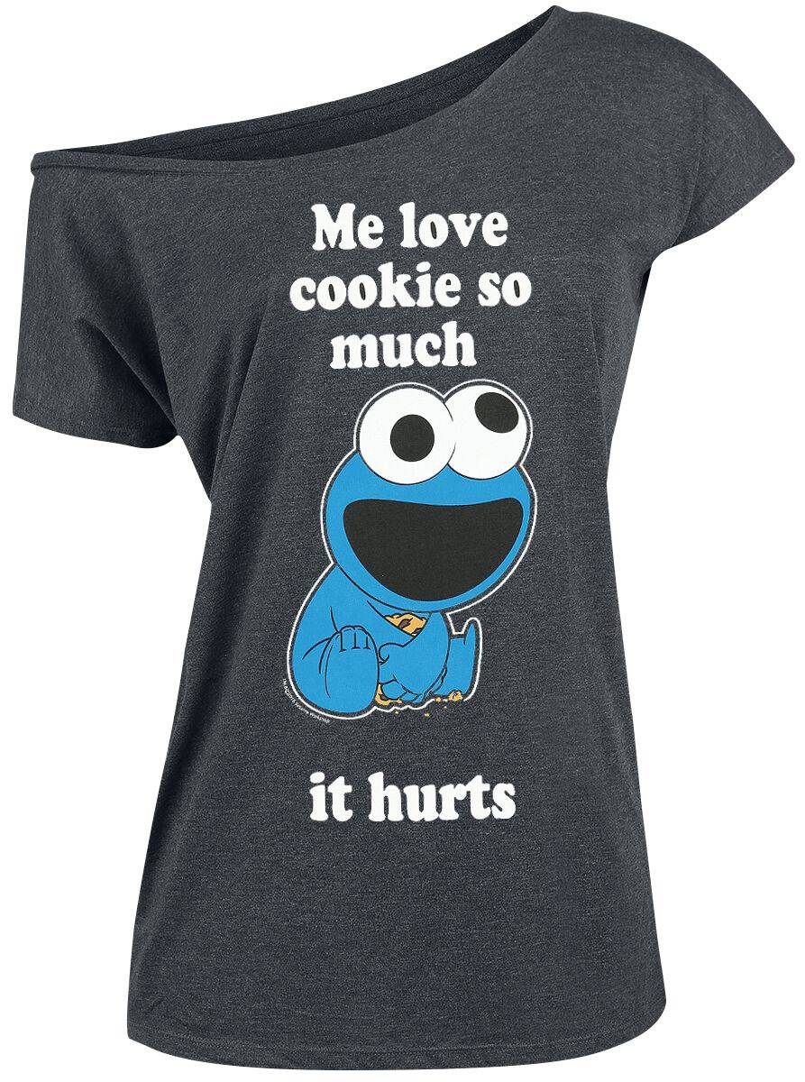 EMP "Krümelmonster - Me Love Cookie" T-Shirt Dunkelgrau Meliert Von Sesamstraße