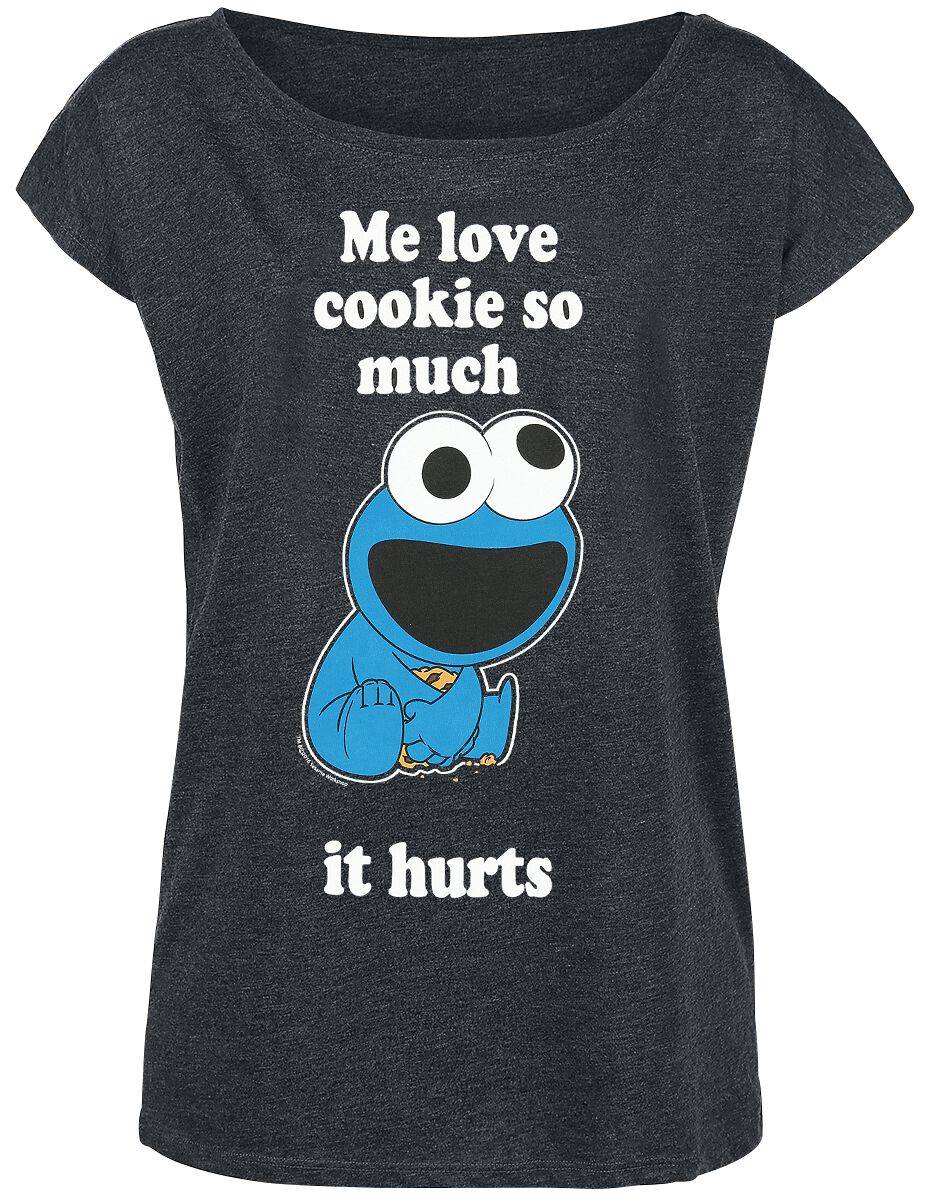 EMP "Krümelmonster - Me Love Cookie" T-Shirt dunkelgrau meliert von Sesamstraße
