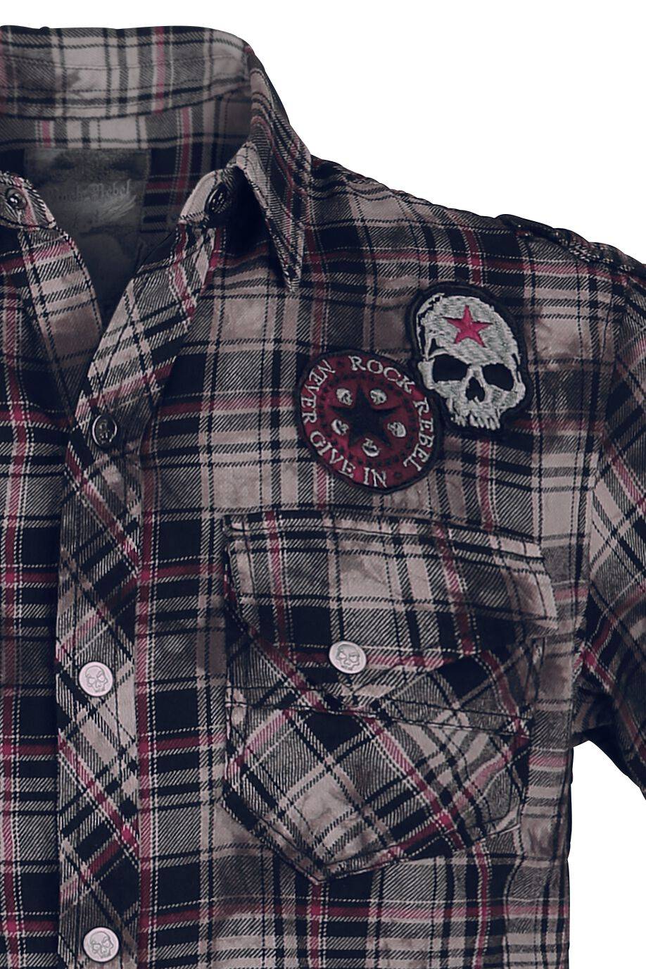 EMP Kurzarmhemd Rot/grau/weiß Von Rock Rebel By EMP