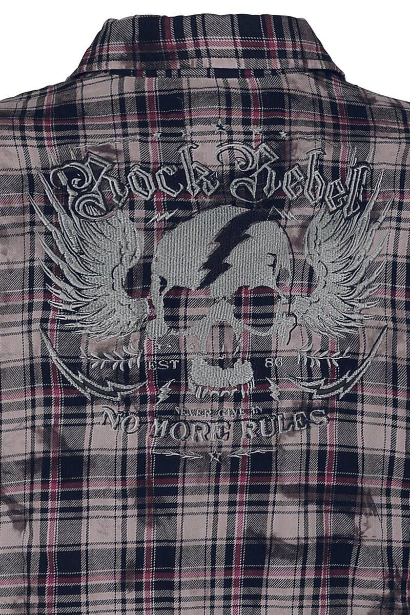 EMP Kurzarmhemd Rot/grau/weiß Von Rock Rebel By EMP