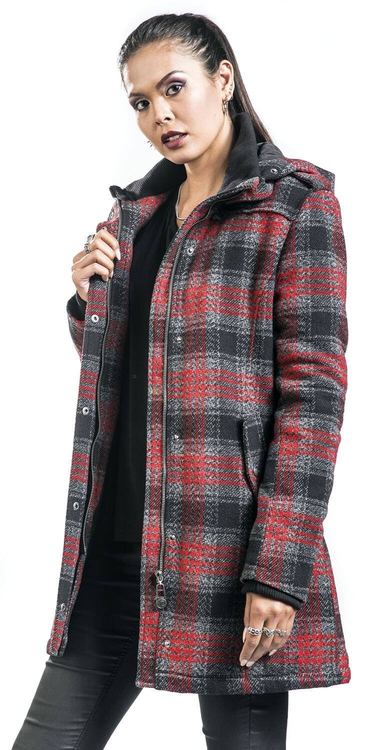EMP Kurzmantel Schwarz/rot Von Black Premium By EMP