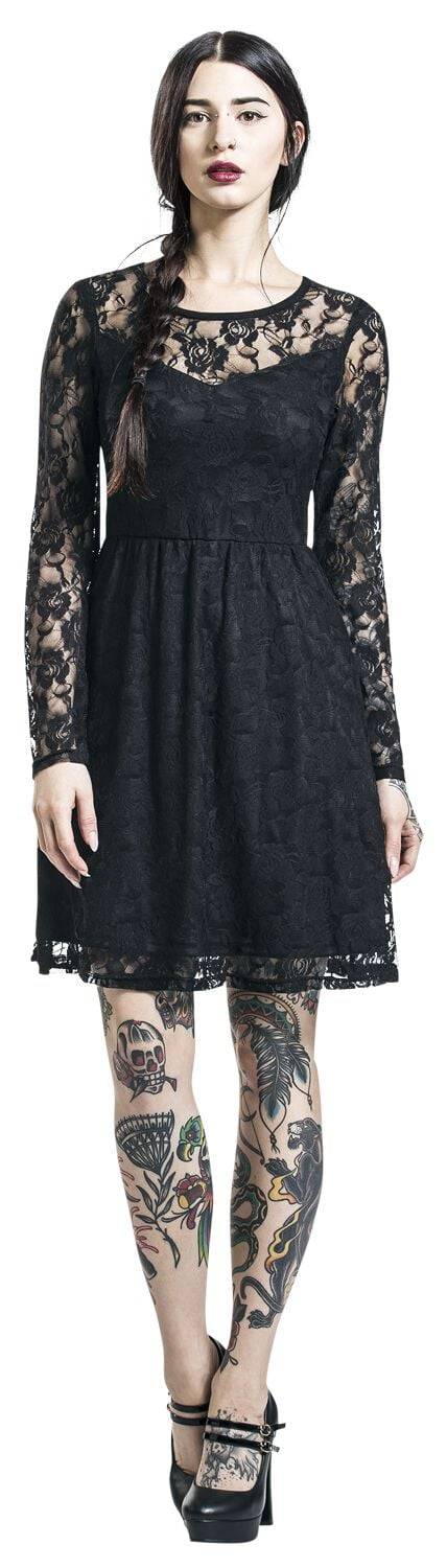EMP "Lace Dress" Kurzes Kleid Schwarz Von Gothicana By EMP