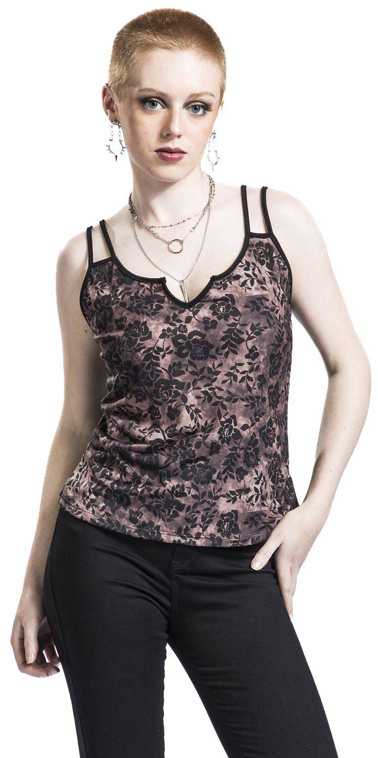 EMP "Lace Flowers" Top Braun/schwarz Von Outer Vision