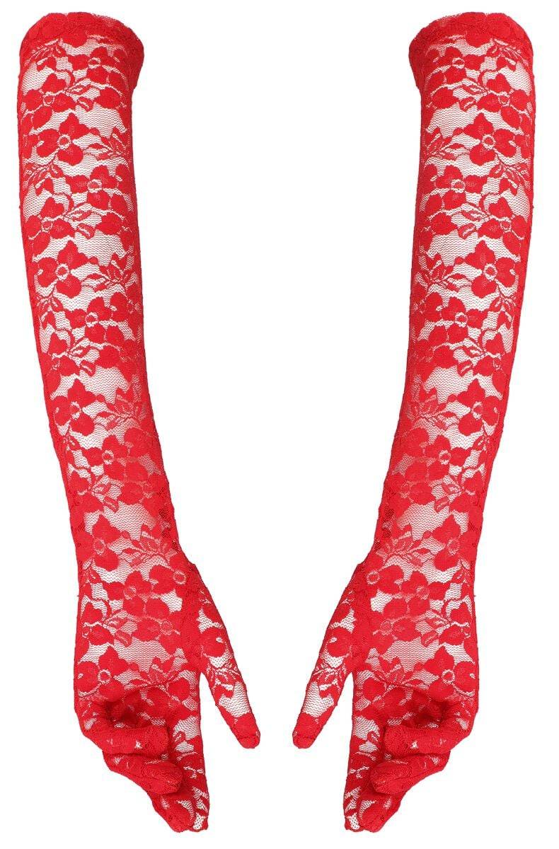 EMP "Lace Opera Glove" Fingerhandschuhe Rot Von Pamela Mann